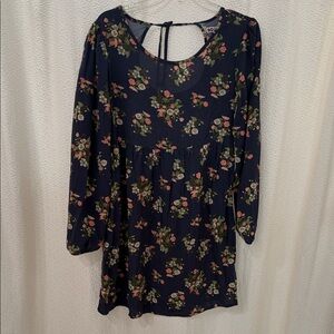 SO Navy Floral Long Sleeve Dress